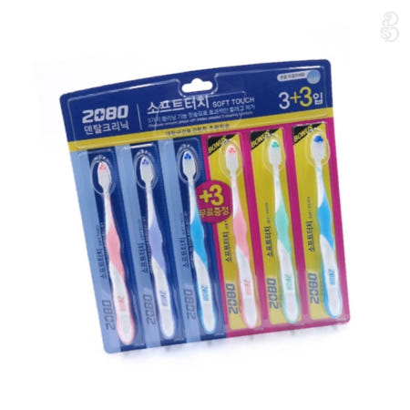 JOGOONOEM 브로샵 2080 칫솔 혼합 이중미세모 6개 여행칫솔