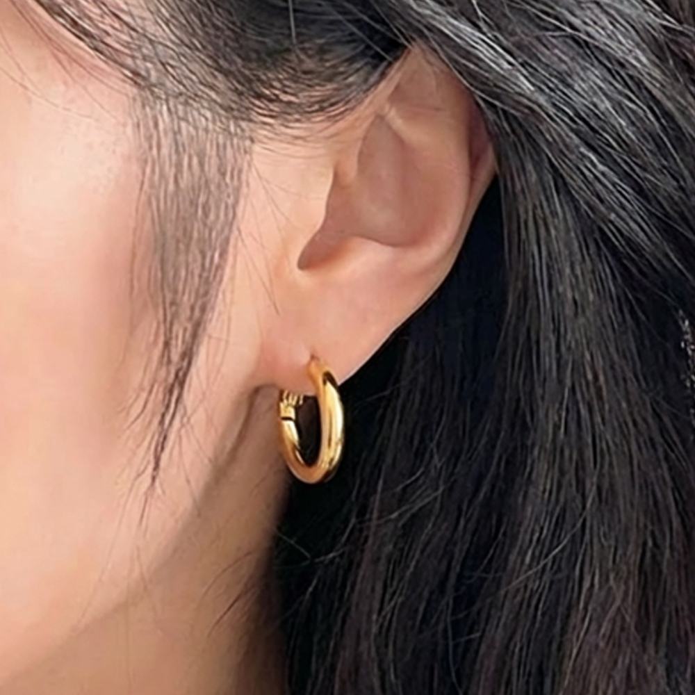 S999 은침 링귀걸이 20mm 26mm 후프귀걸이 실버 골드 아르제아 이미지 3