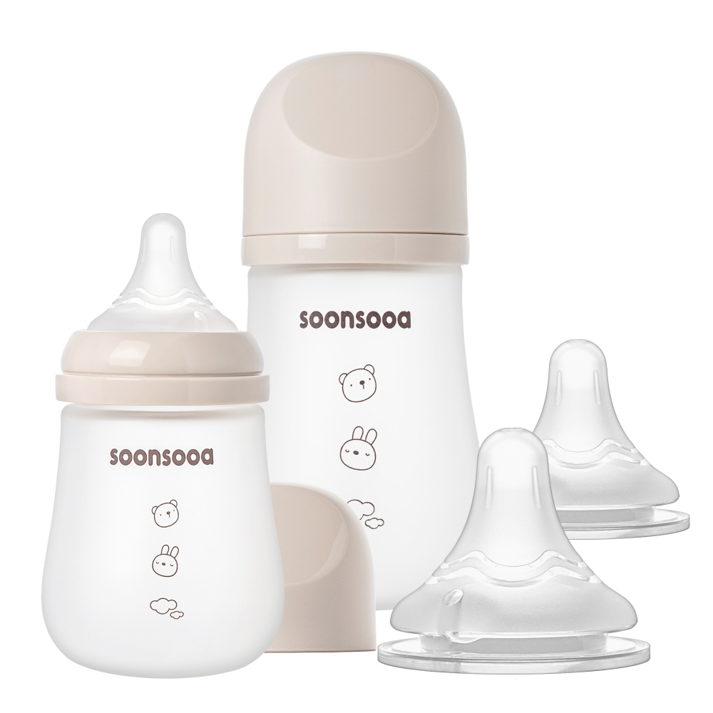 순수아 실리콘 코팅 유리젖병 젖꼭지-160 / 240ml - 상품 이미지