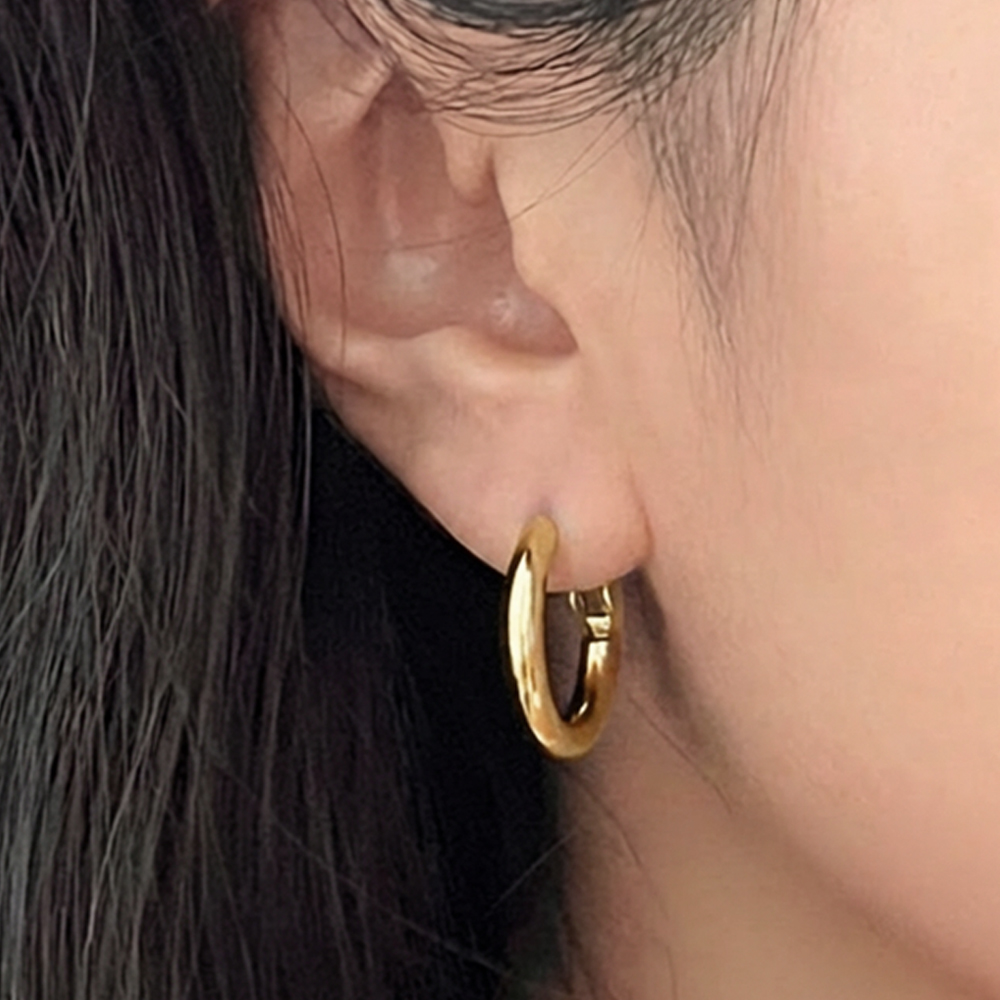 S999 은침 링귀걸이 20mm 26mm 후프귀걸이 실버 골드 아르제아 이미지 2