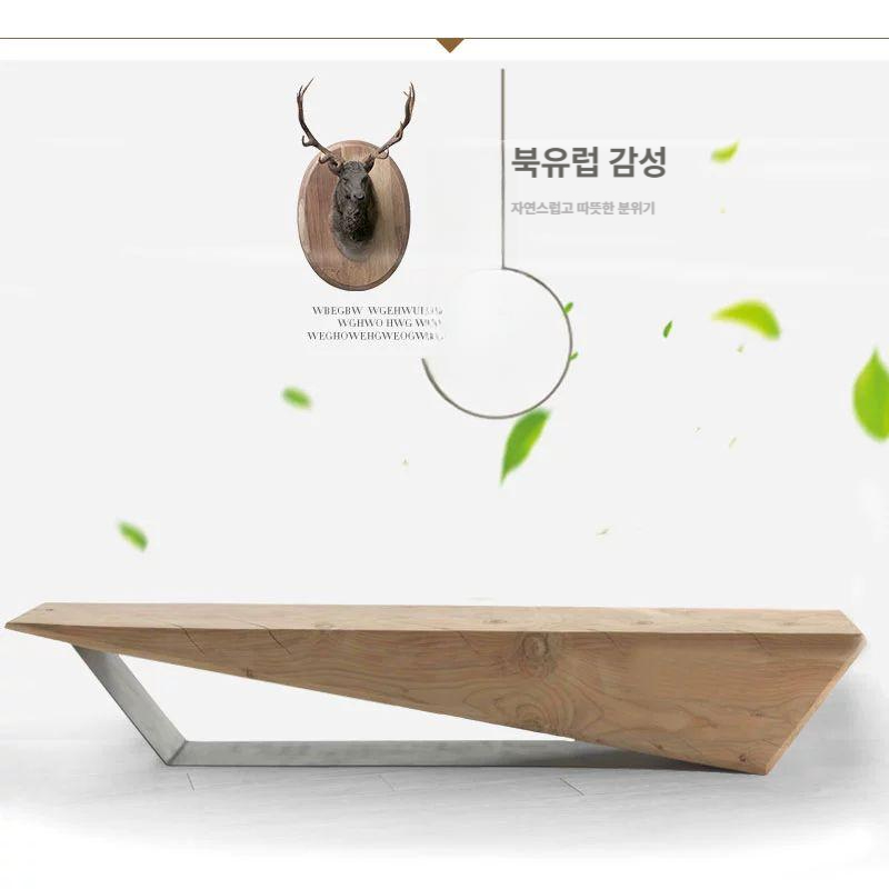통나무 벤치 고재 공원 대기의자 발받침 테라스 전시대 까페 매장 곡선 인테리어 원목의자 - 상세 이미지 3