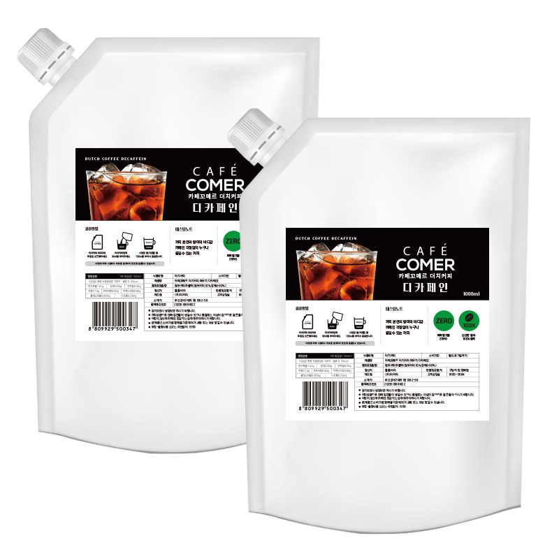 카페꼬메르 더치커피 파우치 디카페인 1000ml X 2개 - 상품 이미지