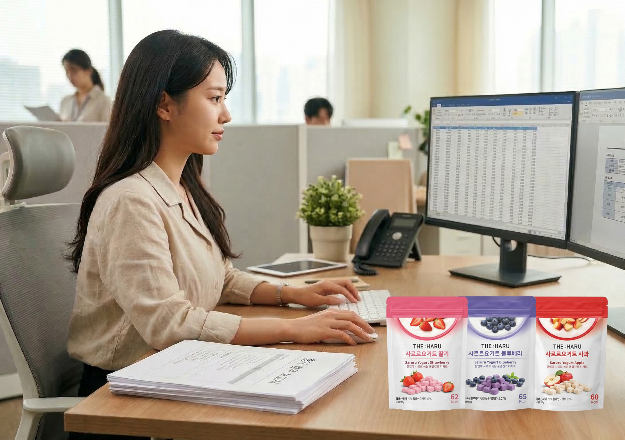 (N) 1+1 더하루 동결건조 요거트 과일칩 사르르요거트 국내산 딸기칩 사과 블루베리 스낵 - 상세 이미지 3