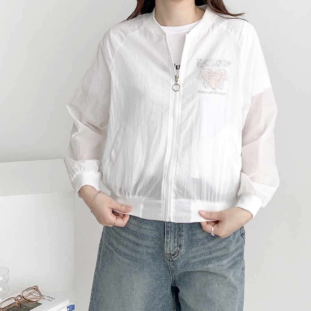 여름 간절기 블루종 바람막이점퍼 시스루 얇은 야상 점퍼 아우터 - 상품 이미지