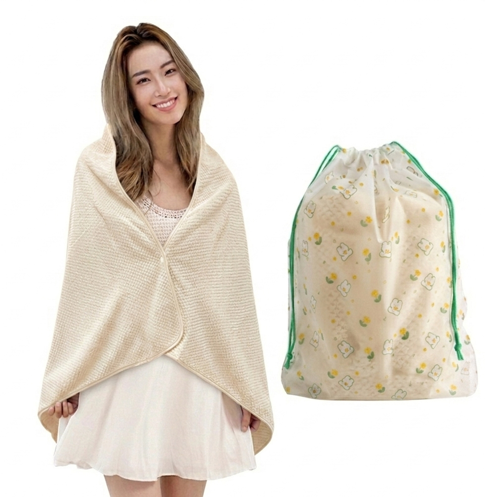 니즈엘 똑딱이 대형 비치타월 어린이 가족 수건 초등 생존수영 수영장 타올 140x70cm, 아이보리 - 상품 이미지