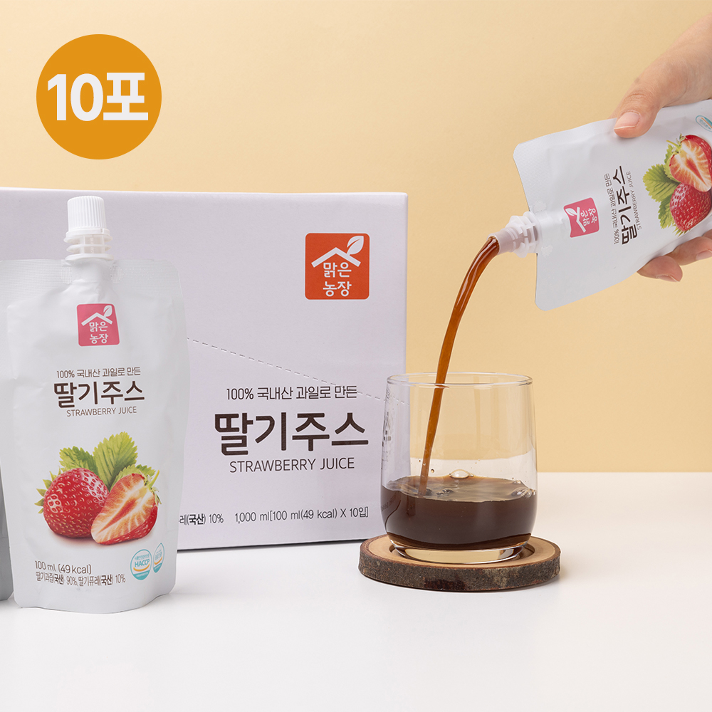 맑은농장 딸기 주스 100ml x 10개입 아기주스 - 상품 이미지