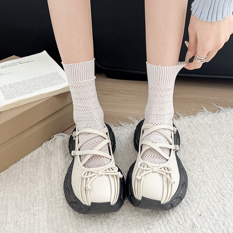 통굽 메리제인 운동화 키높이 발레코어 하이탑 연예인 스니커즈 - 상세 이미지 2