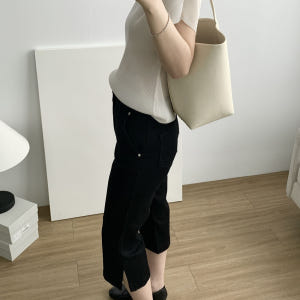 스판 카프리 데님 팬츠 슬랍 6부 7부 플레어 바이커 청바지 웨어링무드 ... 착용 후기 | 사이즈/핏 총정리 - 상품 이미지 3