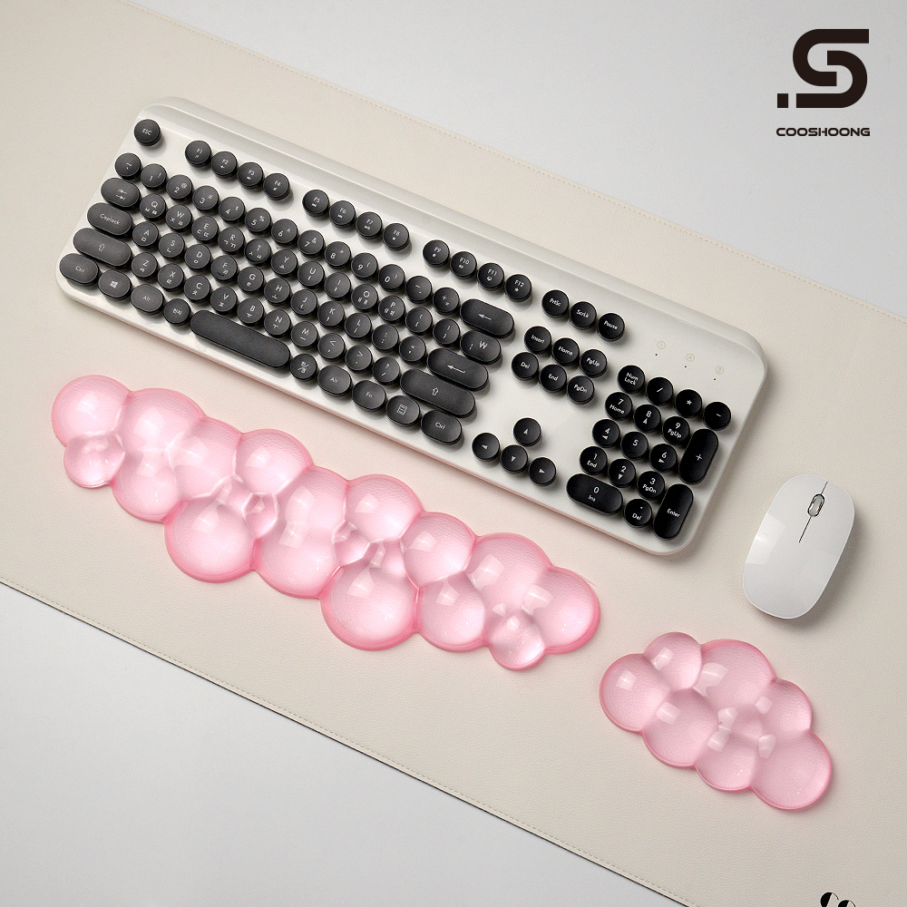 쿠슝 구름 마우스 팜레스트 키보드 손목 받침대 투명 젤리 패드 쿠션 보호대 M 세트