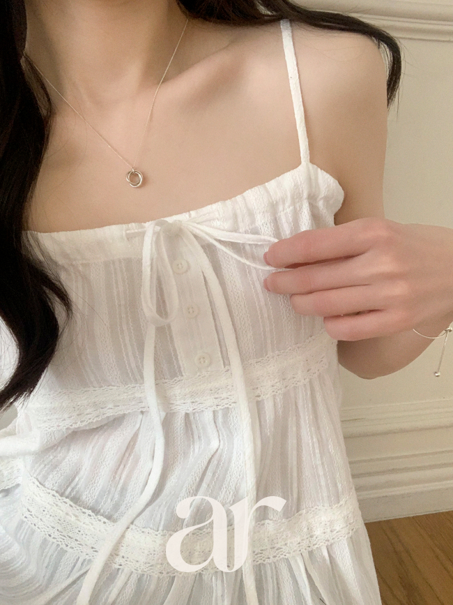 리본 레이스 나시 블라우스 bs8747 이미지 3