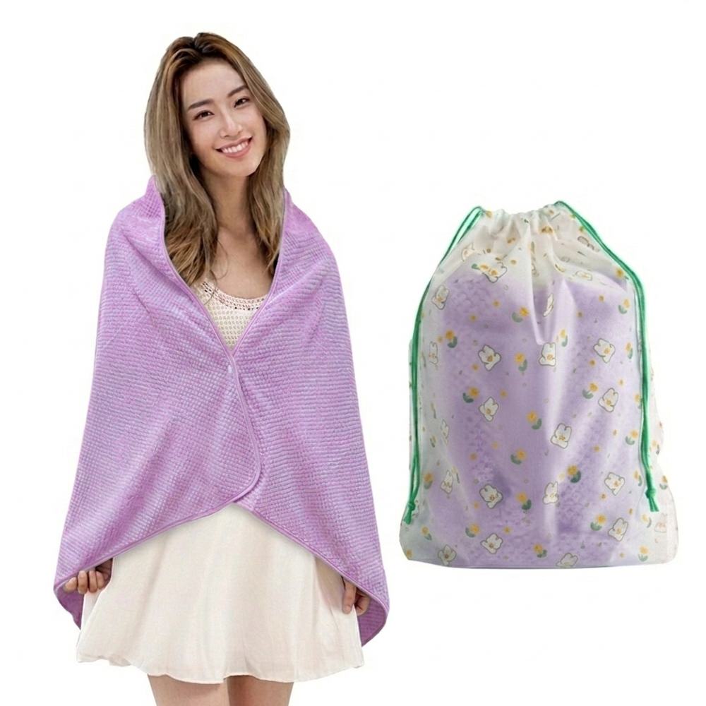 니즈엘 똑딱이 대형 비치타월 어린이 가족 수건 초등 생존수영 수영장 타올 140x70cm, 퍼플 - 상품 이미지