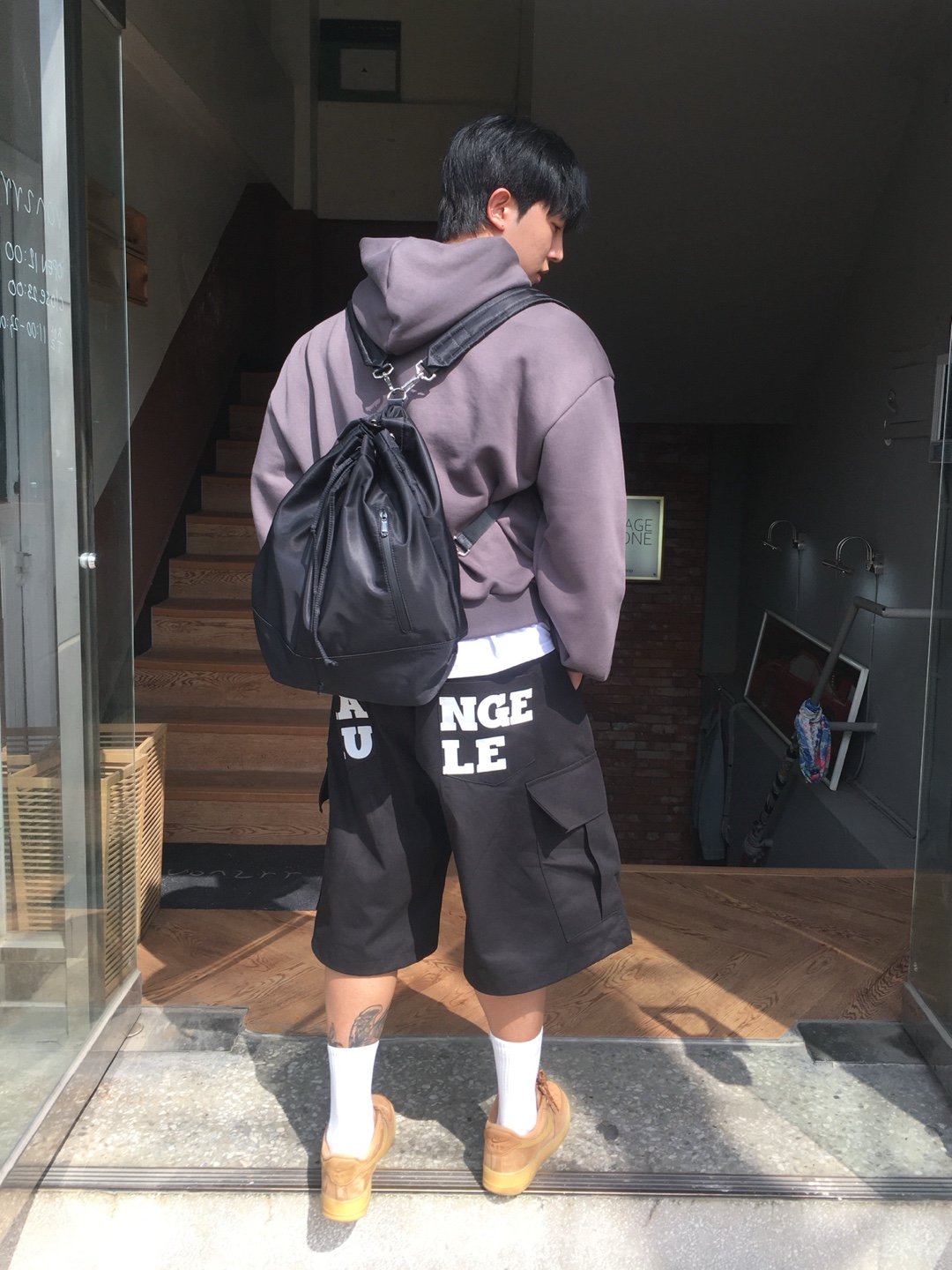 하이넥 크롭 후드티 무지 이미지 6
