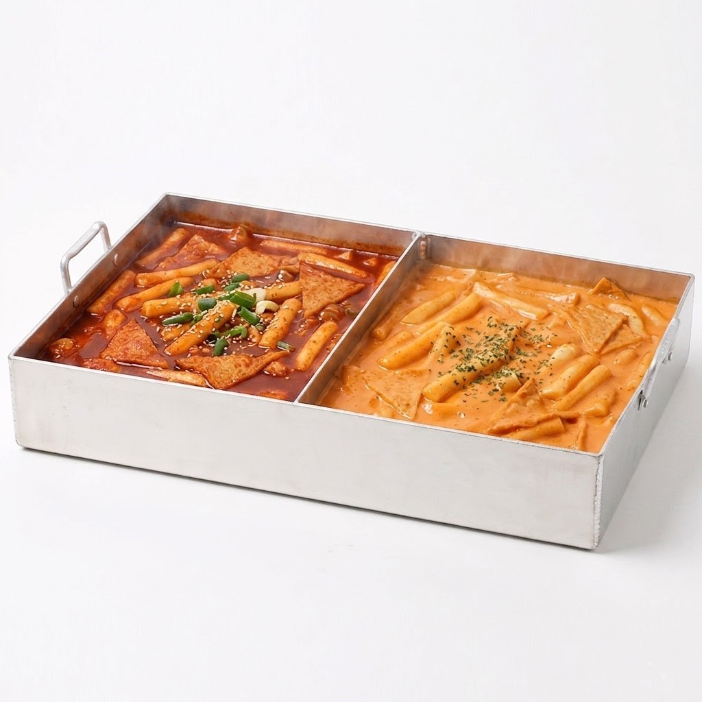 떡볶이 판 팬 철판 업소용 분식집 대형 56.7cm, 2구 높은 4호 - 상품 이미지