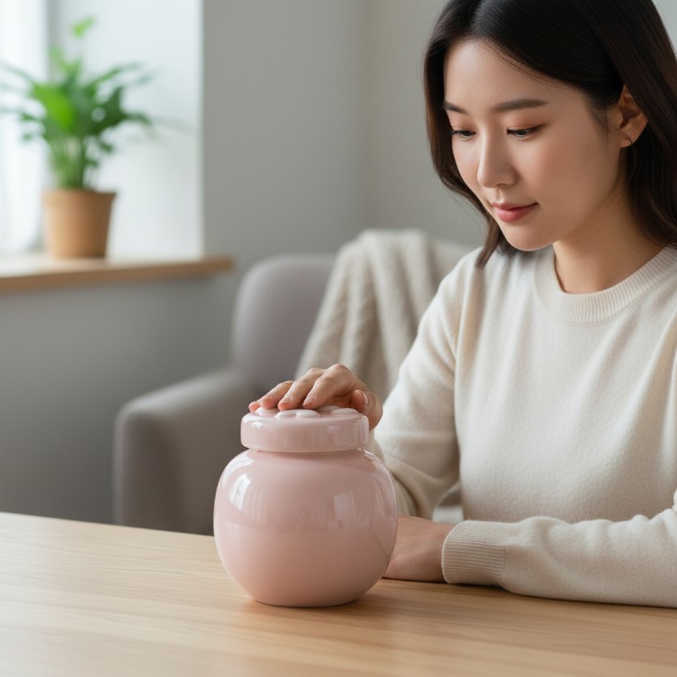 강아지 고양이 반려동물 유골함 스톤 보관함 수목장 납골당 안치함 유골 추모함 - 상품 이미지