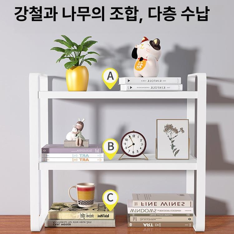 북유럽 골드 수납장 고급스러운 골드 철제 프레임 투명 강화유리 5단 선반 슬림형 디자인 1칸 40 20 월넛+블랙 프레임 - 상세 이미지 2
