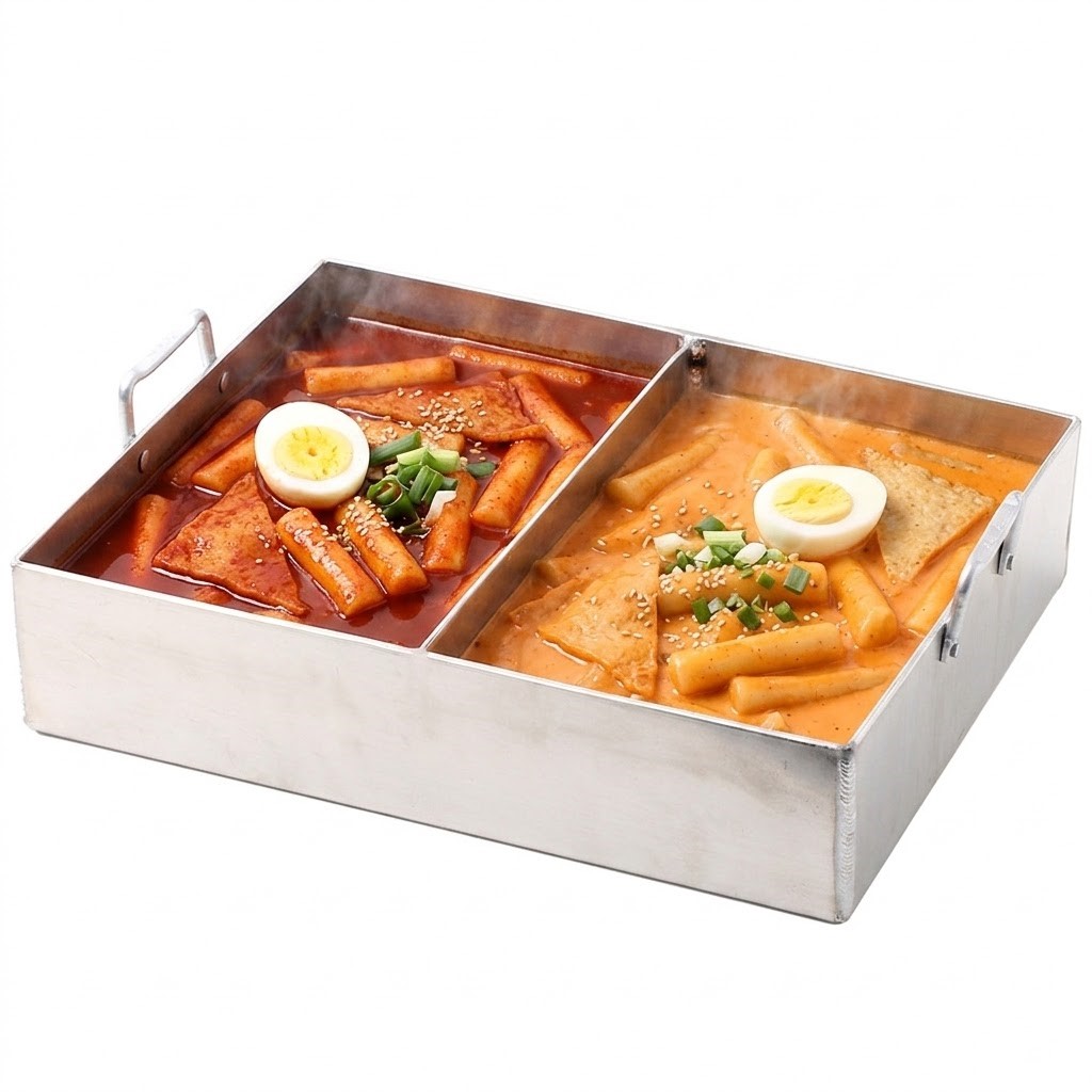 떡볶이 판 팬 철판 업소용 분식집 대형 43.6cm, 2구 높은 3호 - 상품 이미지
