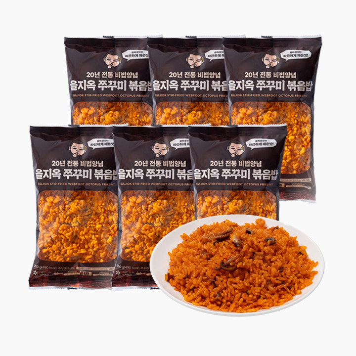 을지옥 쭈꾸미 볶음밥 20년 비법양념 LL사이즈 쭈꾸미 냉동볶음밥 250g, 6개 - 상품 이미지