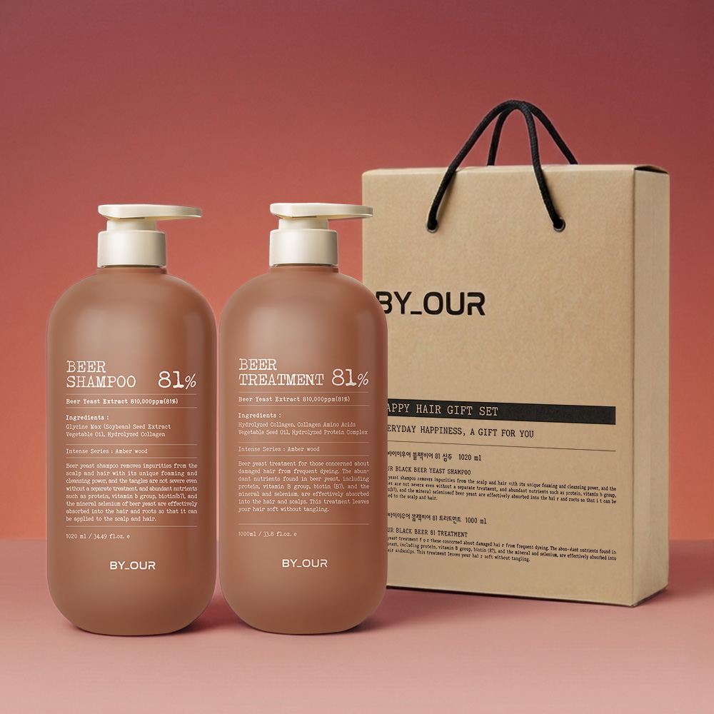 바이아우어 81만PPM 맥주효모 샴푸 + 맥주효모 트리트먼트 1000ml 선물세트 제품 이미지