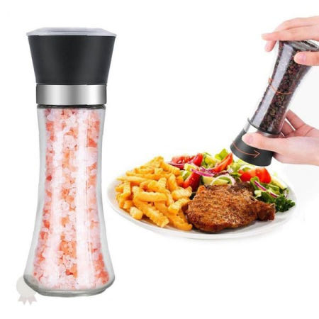 주방 조리 양념 분쇄기 수동 그라인딩 밀 투명 용기 요리 음식 간 맞추기 테이블