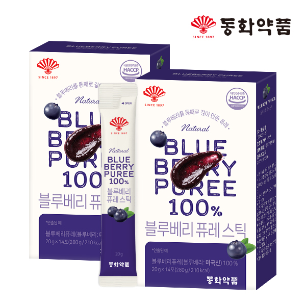 동화약품 블루베리 퓨레 스틱 14포, 2개 - 상품 이미지