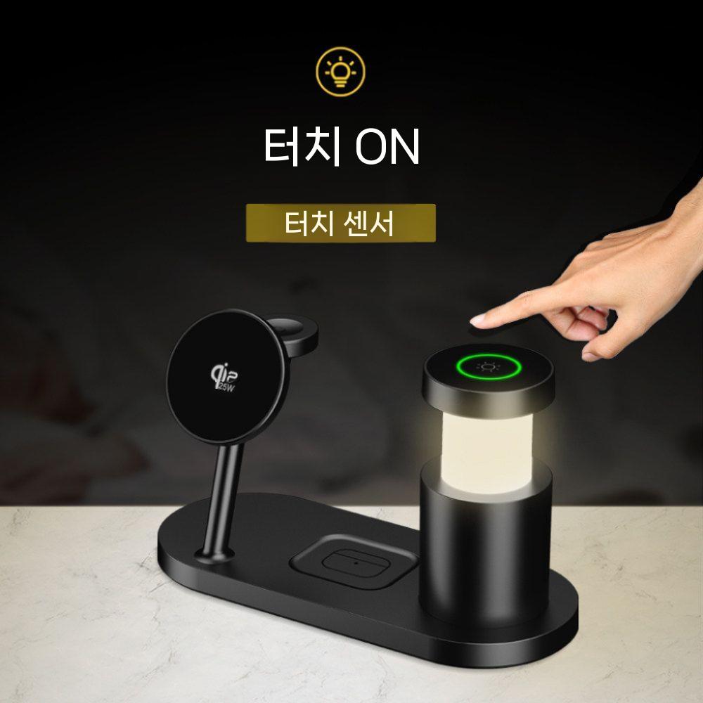 아이폰17 갤럭시S26 무선 충전 자석 터치 회전 고속 맥세이프 충전기 무드등 - 상세 이미지 4