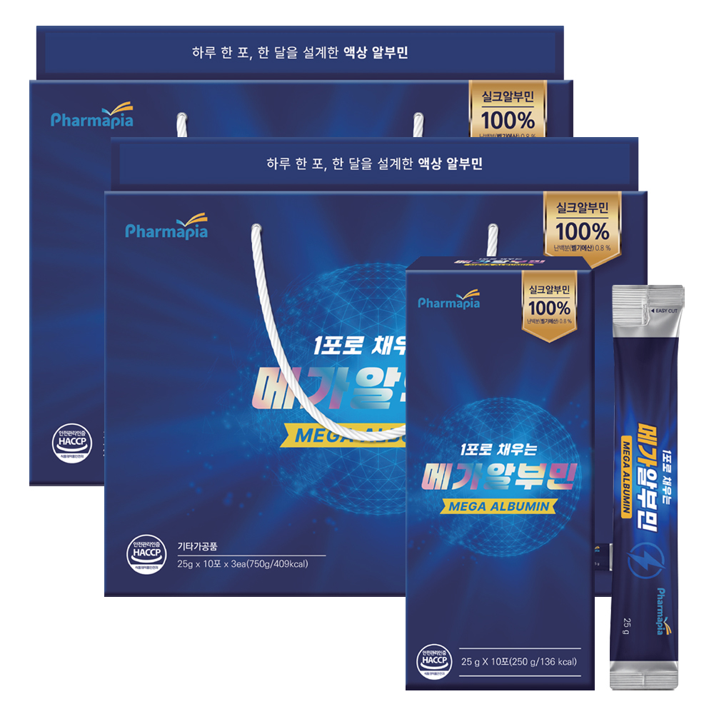 신박한 파마피아 메가 알부민 마시는 실크 단백질 1포(25g) 선물패키지 30포, 2개 - 상품 이미지