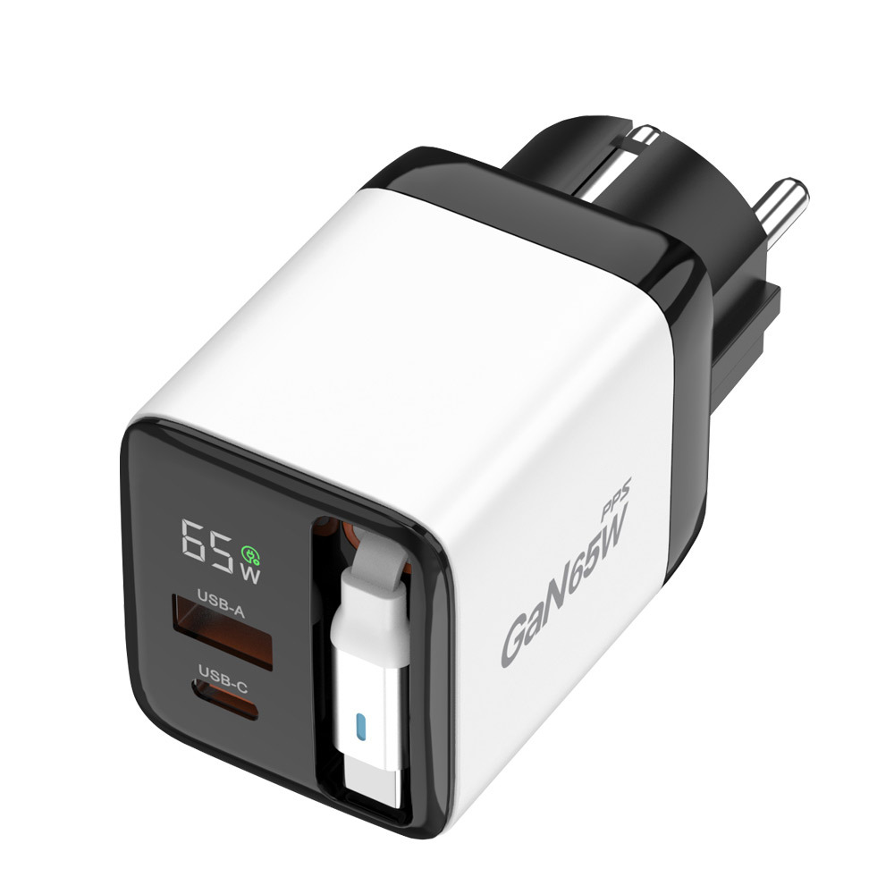 UM2 C타입 일체형 릴케이블 2포트 GAN 65W 초고속충전기 REEL-PD65W-LED - 상세 이미지 3