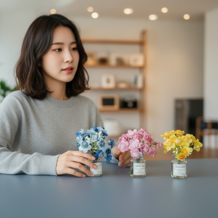 미니 조화 화병 인테리어 소품 거실 테이블 장식 집들이 선물 식탁 꽃병 꾸미기 오브제 - 상품 이미지