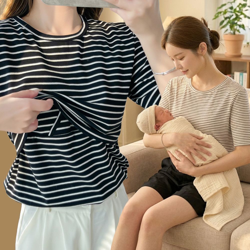 수디바 여름 캡내장 수유복 모유수유옷 수유티셔츠 - 상품 이미지