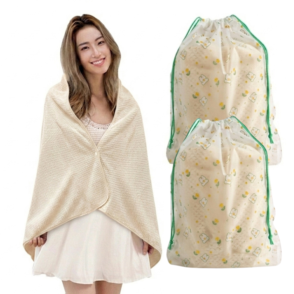 니즈엘 똑딱이 대형 비치타월 어린이 가족 수건 초등 생존수영 수영장 타올 140x70cm, 아이보리2개 - 상품 이미지