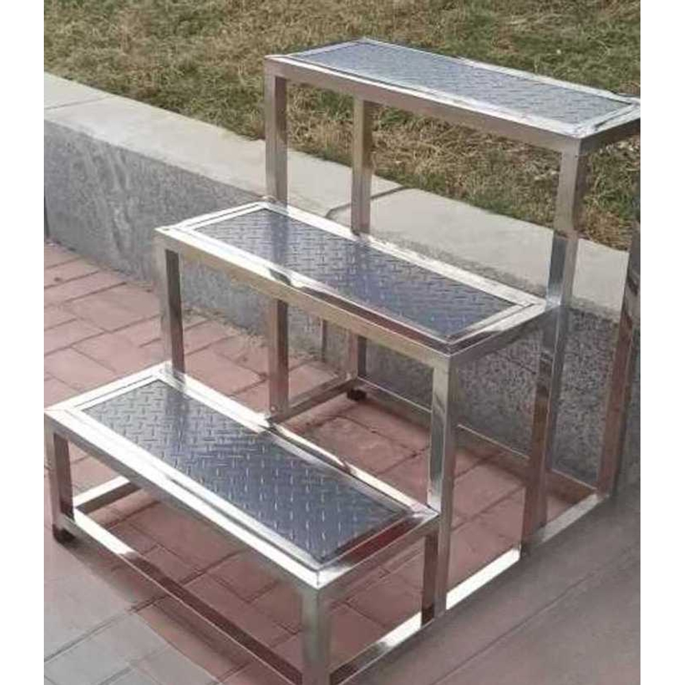 스테인레스 3단 계단 철제 작업 발판 사다리 디딤판 63x69x40 - 상품 이미지