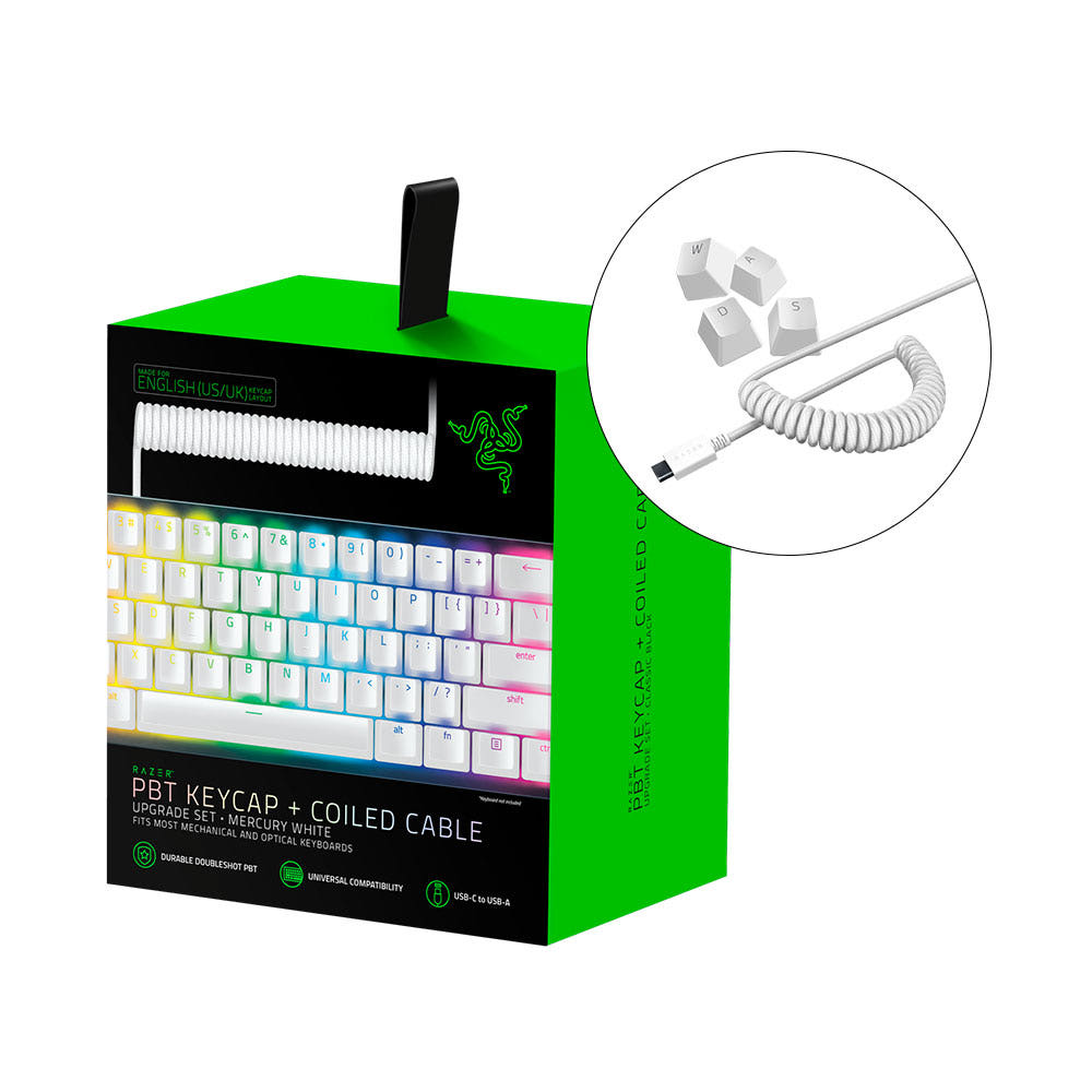 레이저코리아 PBT 키캡 코일 케이블 세트 화이트 이미지 6