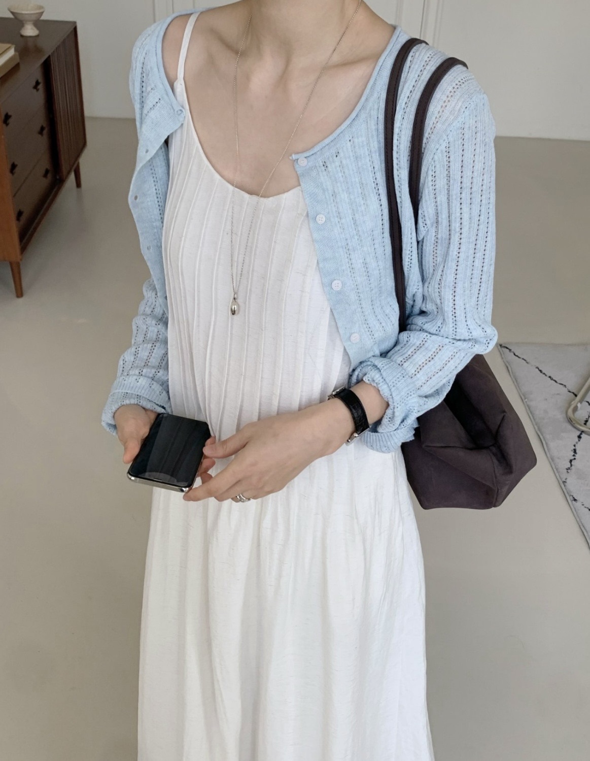 카델 나시원피스 롱 여름 휴양지 레이어드 뷔스티에 하객룩 민소매 원피스 이미지 6