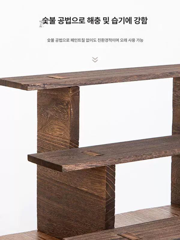 원목 계단형 선반 미니 책장 삼층 나무 진열대 수납장 받침대 인테리어 도자기 - 상세 이미지 3