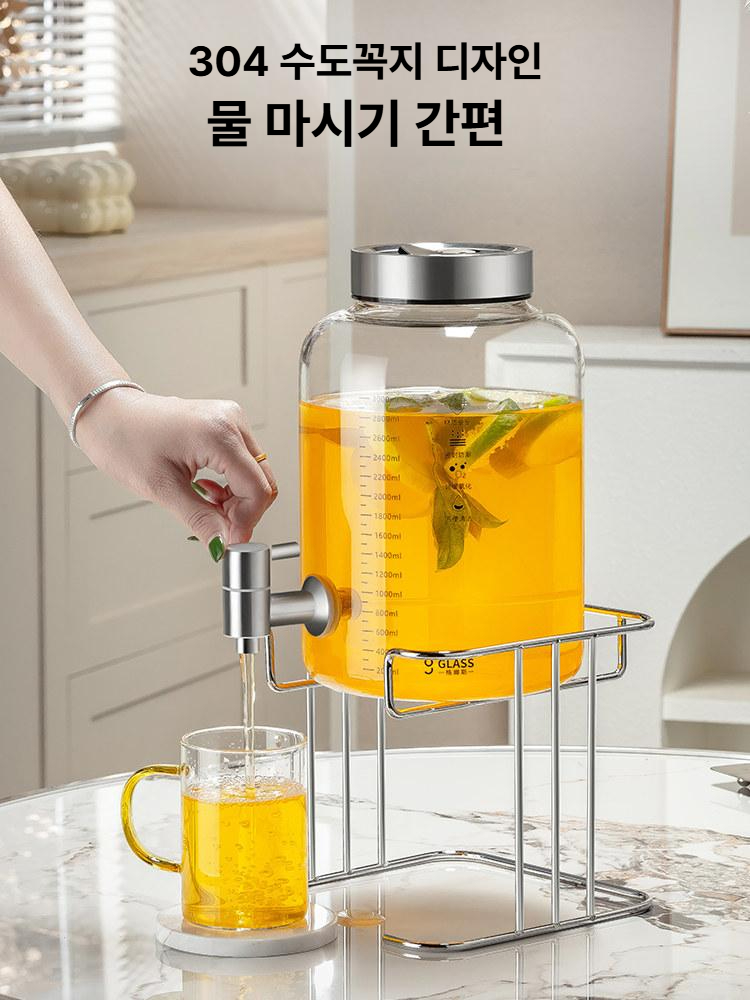 음료디스펜서 워터 냉온 차통 물병 탄산 수도꼭지 내열 저그 교반 찜질방 물통 업소용 - 상세 이미지 2