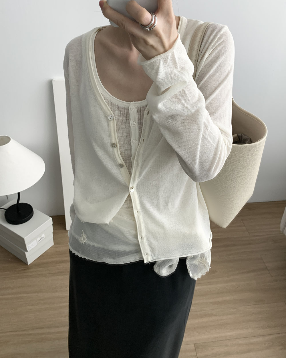 [아이당일] 브루 린넨 가디건 썸머 브이넥 얇은 시스루 긴팔 니트 웨어링무드 (3c) 이미지 7