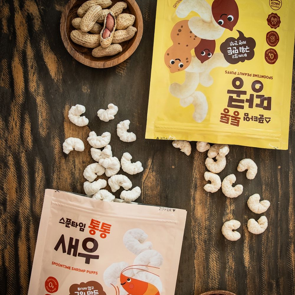 스푼타임 통통 새우 통통 땅콩 아기 과자 퍼프 세트 25g 3+3 - 상세 이미지 4