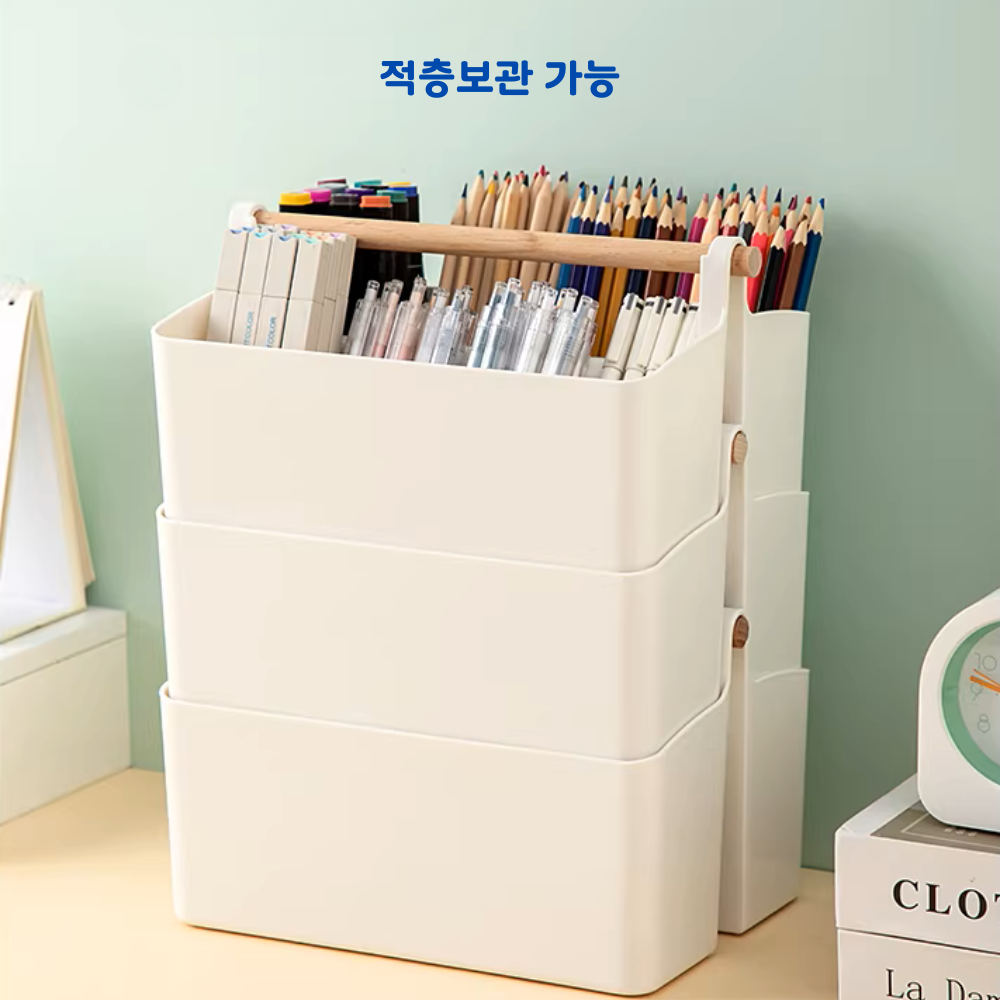 대용량 연필꽂이 칸막이 수납 정리함 손잡이형 바구니 미술학원 이미지 7