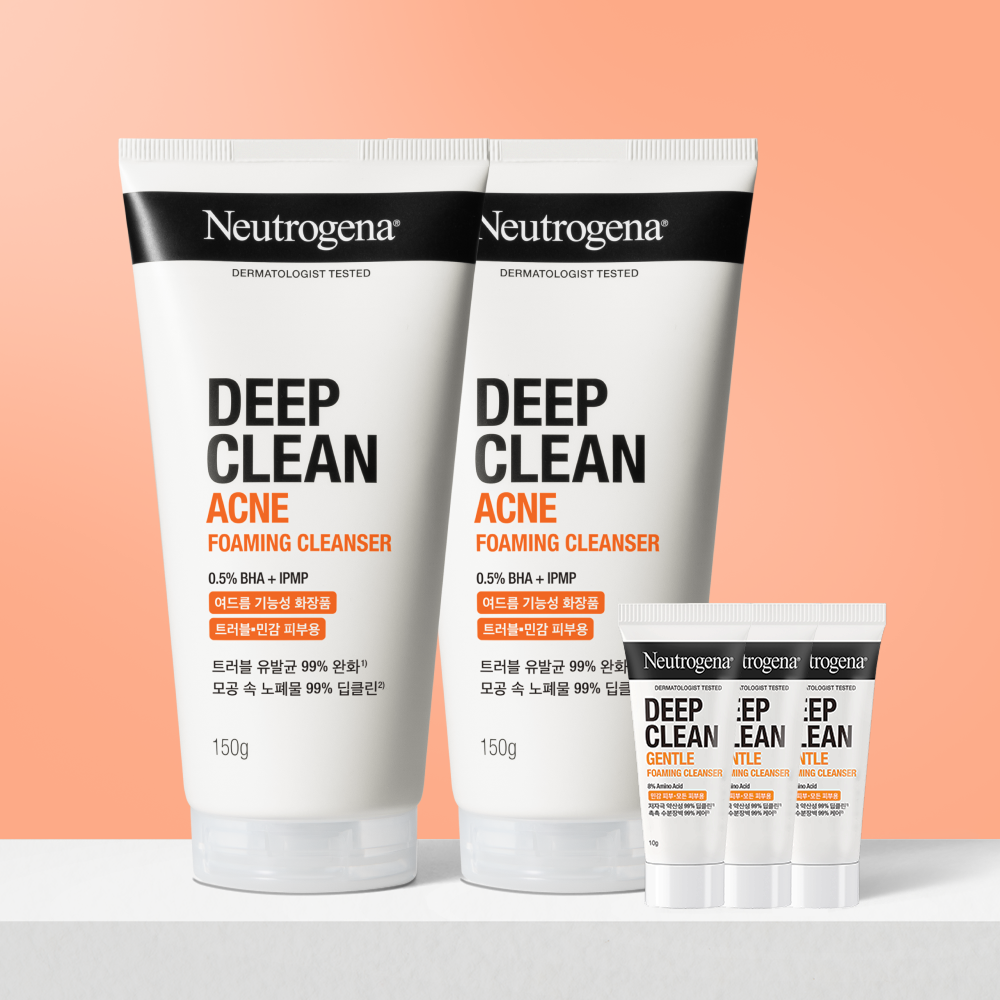 뉴트로지나 딥클린 아크네 폼클렌징 클렌징폼 여드름 150ml, 2개 제품 이미지