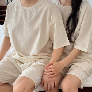 무형광 시원한 홈웨어 잠옷 바이오워싱 순면 반바지 2컬러 착용 후기 | 사이즈/핏 총정리 - 상품 이미지 1