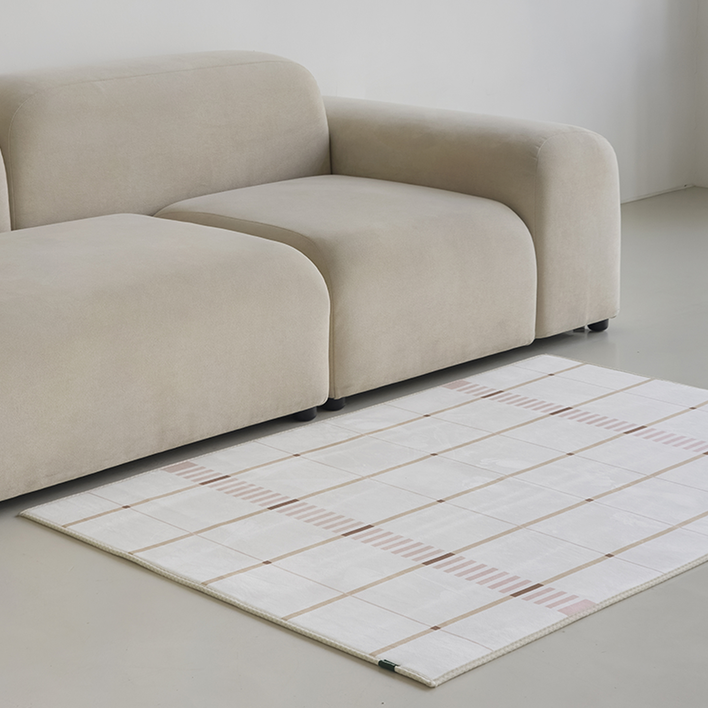 로지그리드 소프티 발수 러그 사계절 단모 거실 침실 소프트 카페트 단일 색상, 100x150cm - 상세 이미지 2