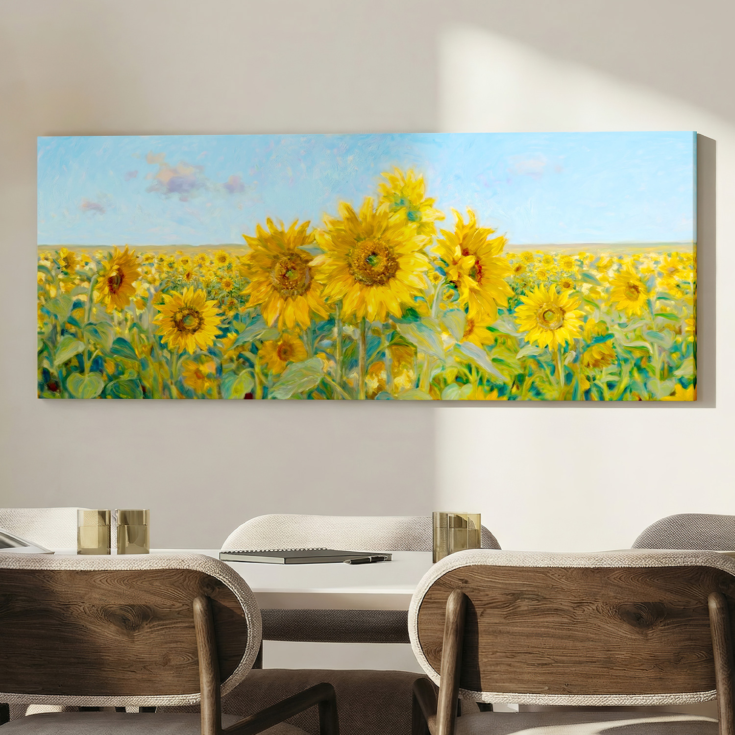 해바라기 돈들어오는 그림 인테리어 액자 금빛 물결 캔버스 중소형 이미지 6