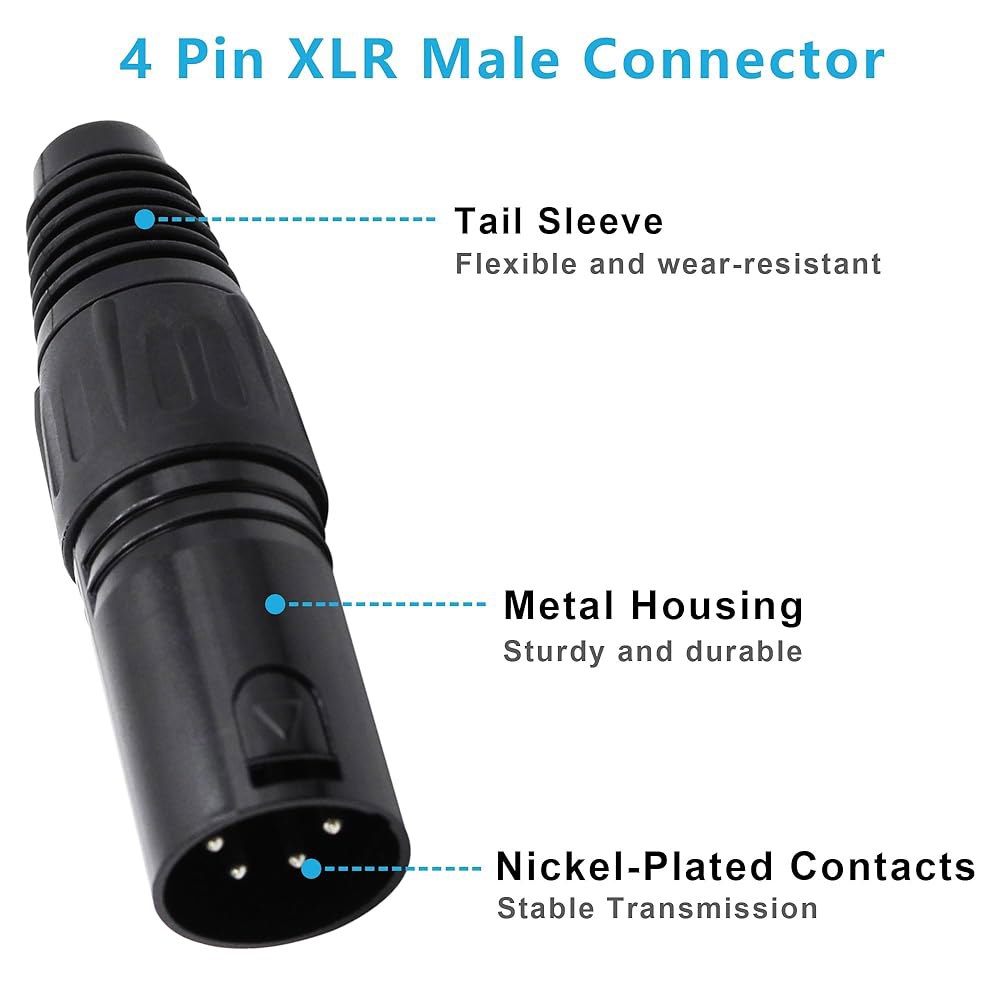 칼라우도 4핀 XLR 케이블 커넥터 남녀 플러그 마이크 오디오 어댑터, 블랙, 2쌍(M+F) - 상세 이미지 3
