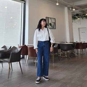 하이웨스트 일자핏 키작녀청바지 진청 데님 크롭진 착용 후기 | 사이즈/핏 총정리 - 상품 이미지 3