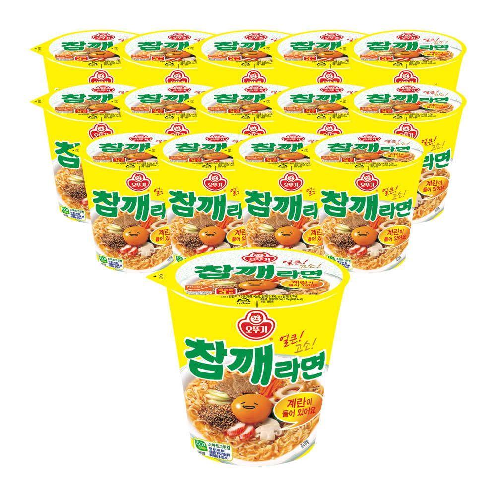오뚜기 참깨라면 컵라면 소컵 65g, 15개 - 상품 이미지