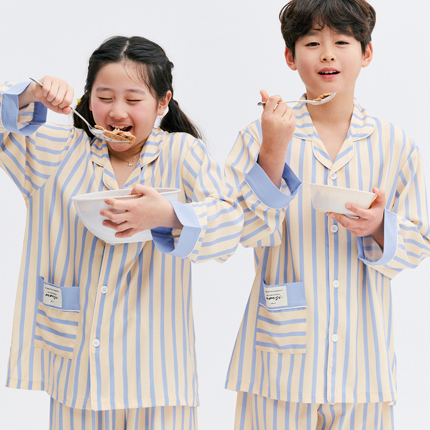 [엠엠즈] 데이무드  실크핏 키즈 긴팔 파자마 주니어 오픈 잠옷 상하세트 - 상세 이미지 5