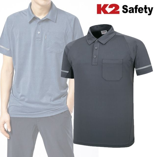K2 TS-221R 라이트그레이 흡습속건 반팔 카라 티셔츠