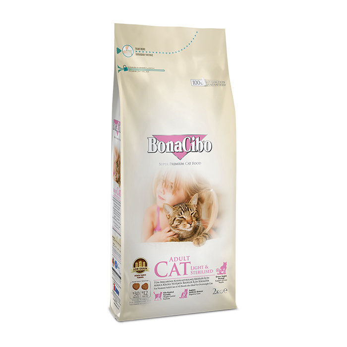 보나시보 슈퍼 프리미엄 고양이 건식 사료 치킨_라이트_스테럴라이즈드, 2kg, 1개 - 상품 이미지