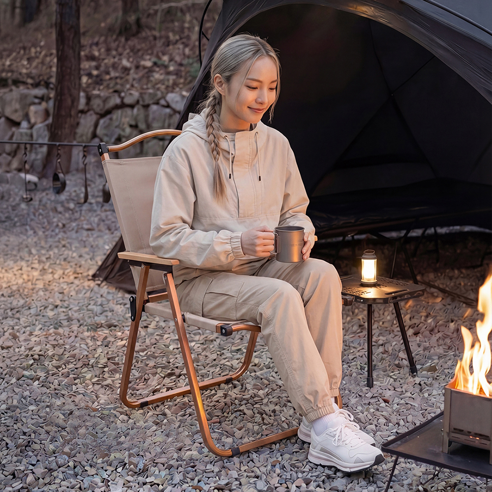 캠핑의자 대형 우드 캠핑의자 경량 폴딩 체어 로우 체어 감성 캠핑의자