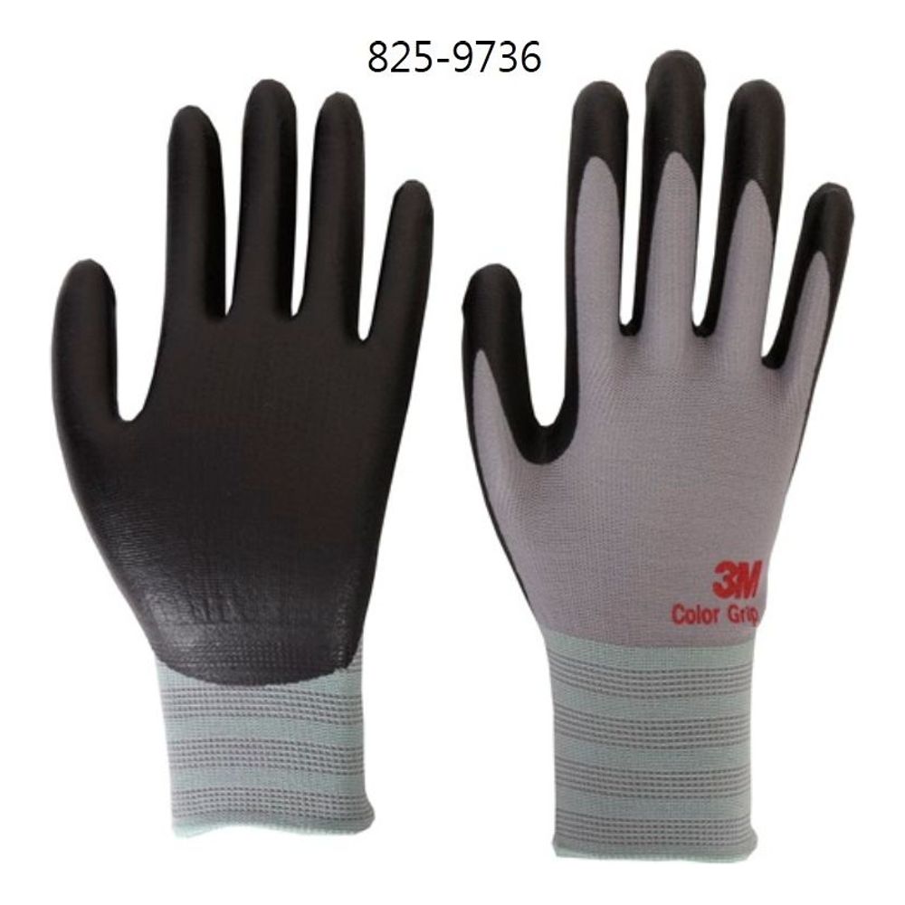 3M NBR폼코팅장갑 컬러그립 그레이M 825-9736 (10개) - 상품 이미지